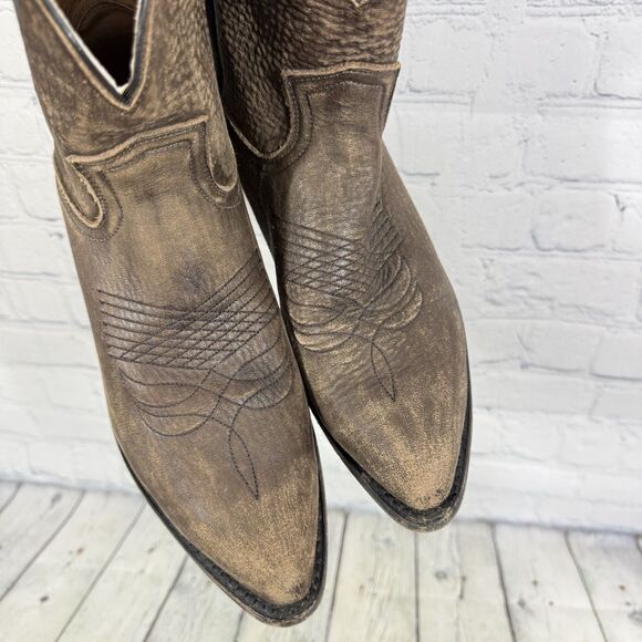 Frye Regina Ankle Booties Women Size 10 Brown Soft Leather Slip on Western - Picture 15 of 15